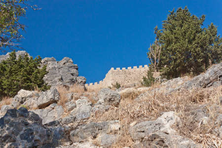 Ancient city wall at high rockのeditorial素材