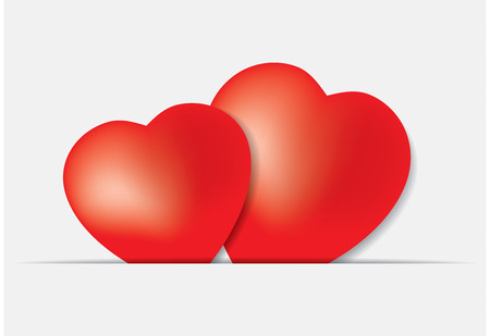 Two red hearts in paper. Vector illustrationのイラスト素材