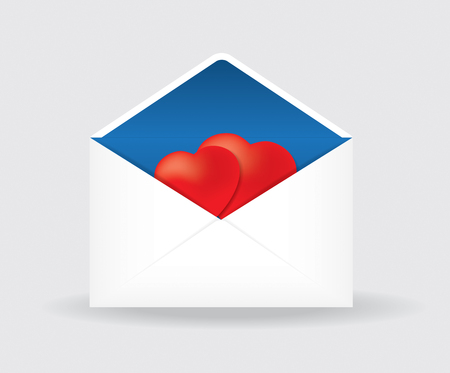 Vector illustration of open postal envelope with two heartsのイラスト素材