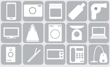 Sixteen gadgets for home. Vector illustrationのイラスト素材