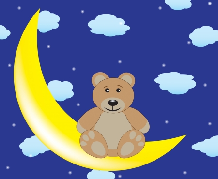Bear is sitting on the moon. Vector illustrationのイラスト素材