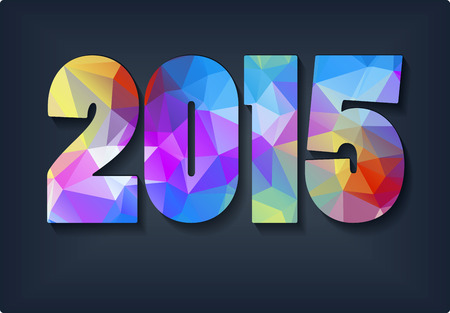 New Year background with text 2015 which was made from colorized triangles  Vector illustrationのイラスト素材