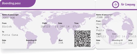 Variant of boarding pass isolated on white. Vector illustrationのイラスト素材