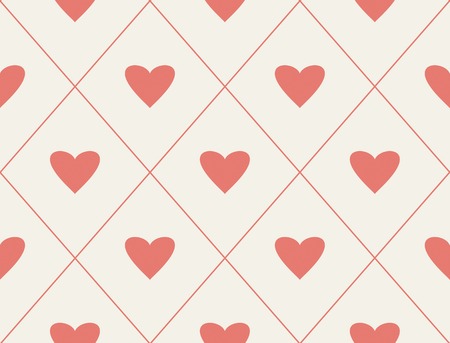 Seamless background of textile with red hearts. EPS Vector illustrationのイラスト素材