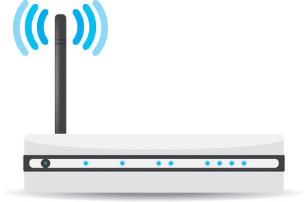 Wireless Wi-Fi router on white background. Vector illustrationのイラスト素材