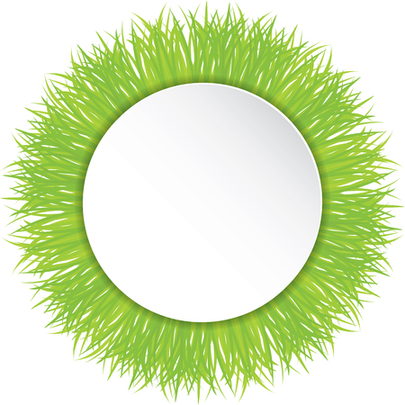 Vector illustration of green grass. White round insideのイラスト素材