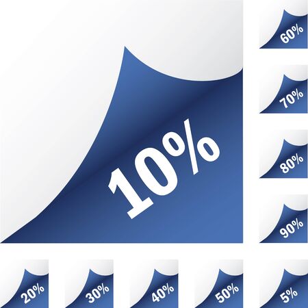 Blue paper stickers percent discount. Isolated on white background. Vector illustrationのイラスト素材