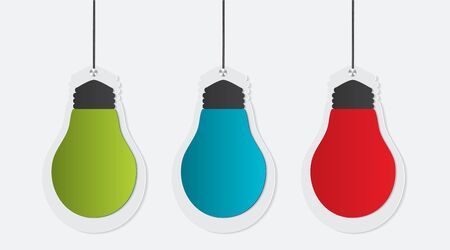 Set of three colorful paper bulbs. Vector illustrationのイラスト素材
