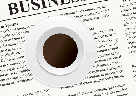 Vector illustration of a cup of coffee on the newspaperのイラスト素材