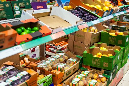 CYPRUS, PROTARAS, SUPERMARKET LIDL - 19 SEPTEMBER 2015: Fresh fruit in the supermarket