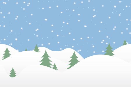 Seamless winter background with falling snow and fir-tree. Vector illustrationのイラスト素材