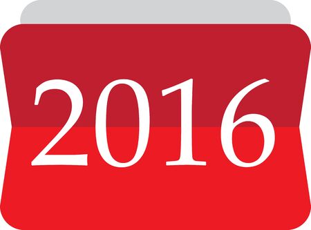 Red icon of 2016 New Year. Vector illustrationのイラスト素材