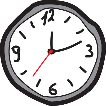 Vector illustration of hand drawing clock on whiteのイラスト素材