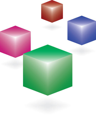 Abstract 3d of four colorful cubesのイラスト素材