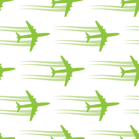 Seamless background with aircrafts. illustration. Green colorsのイラスト素材