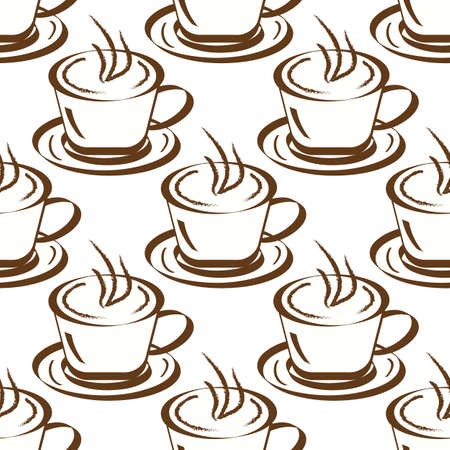 Seamless background with cups of coffee. illustrationのイラスト素材