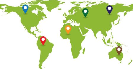 Vector illustration of map with points on itのイラスト素材