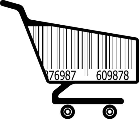 Shopping cart with bar code. Vector illustrationのイラスト素材