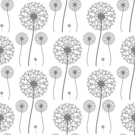 Floral pattern of dandelions. Seamless vector backgroundの写真素材
