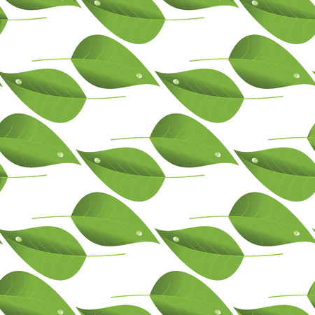 Seamless pattern of green leaves. Vector illustrationのイラスト素材