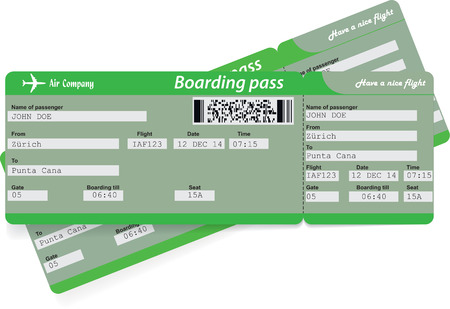 Green pattern of two airline boarding pass ticketsのイラスト素材