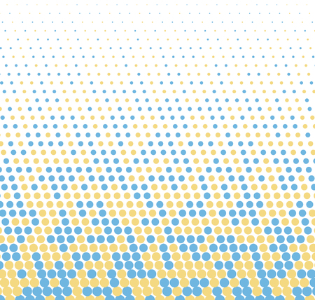 Halftone pattern with blue and yellow dots. Vector backgroundのイラスト素材