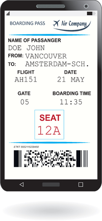 Mobile phone with boarding pass airline ticketのイラスト素材