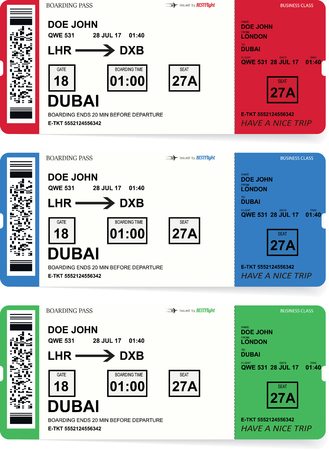 Airline boarding pass tickets set with shadowのイラスト素材