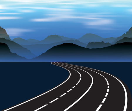 Morning foggy landscape with mountain peaks.のイラスト素材