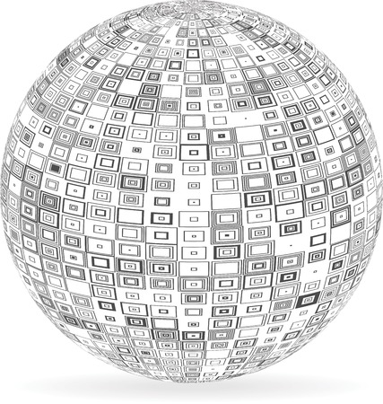 Sphere with squares and rectanglesのイラスト素材