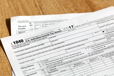 Tax form 1040 for US individual tax return