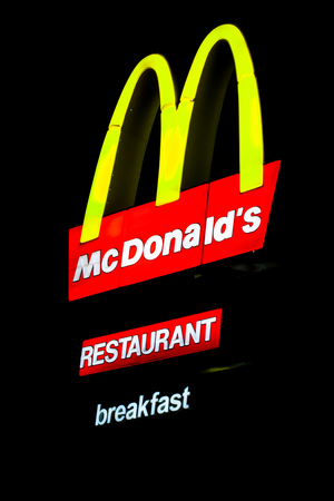 McDonalds restaurant at nightのeditorial素材