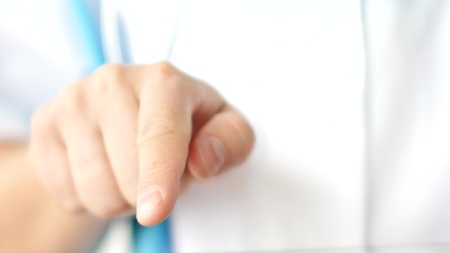 Medical doctor using modern touchscreen digital tabletの写真素材