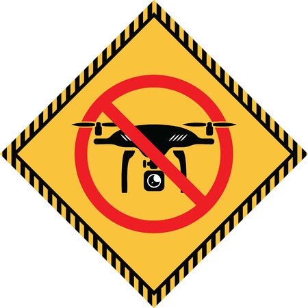 No drone allowed sign. Flights with drone prohibited. No fly drone red sign. Vector illustrationのイラスト素材