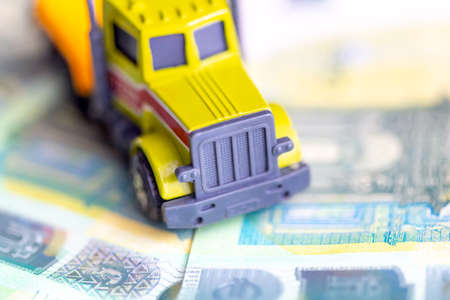 The truck on euro bills.の写真素材