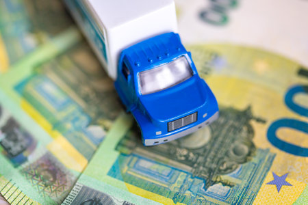 The truck on euro bills.の写真素材