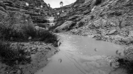 Winter Flood in the desert Southern Israelの写真素材