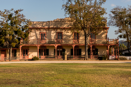 Plaza Square and Plaza Hall in San Juan Bautista, California, USA.の写真素材