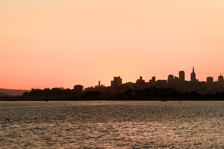 Sun rising over downtown San Francisco, California, USAの写真素材