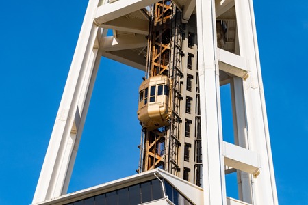 The elevator going up to the top of the Space Needle in Seattleのeditorial素材