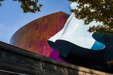 Details of the colorful and eye-catching walls of the Seattle Pop Culture Museum, Washington, USAのeditorial素材