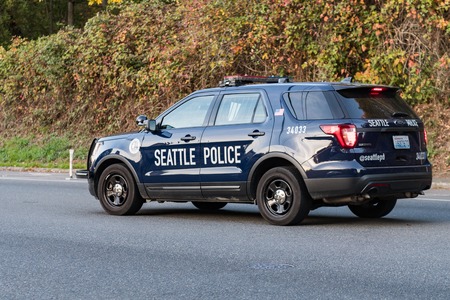 Seattle Police Patrol Car in Delridge Residential Neighborhood