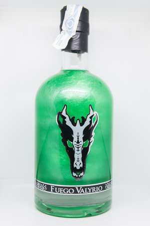 Bottle of bright pink alcoholic beverage called Dracarys inspired by the TV series Game of Thronesのeditorial素材