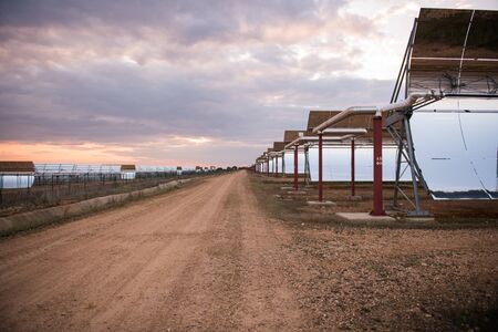 View of the concentrators and solar panels of the solar thermal power plant Solaben in Logrosan