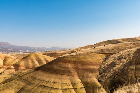 Views of the arid and colorful landscape of Painted Hillsの写真素材