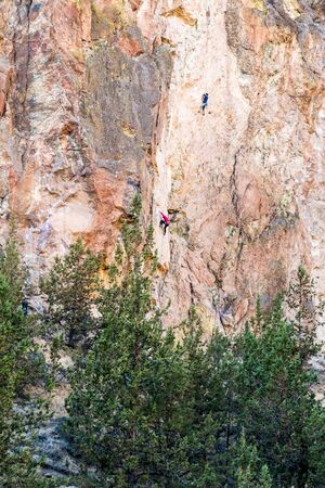 Sunset view of climbing walls at Smith Rock