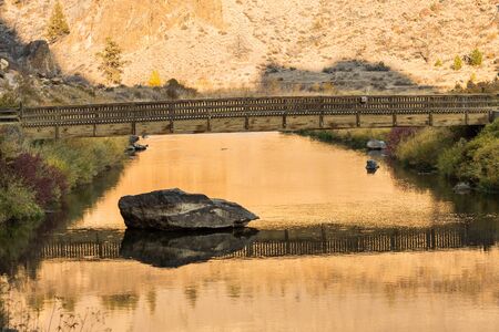 Bridge over the Crooked River at the beginning of the river trail at Smith Rock State Park