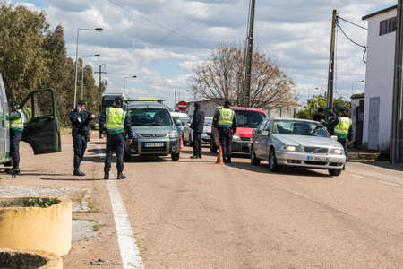 Border control between Spain and Portugal becuase of the COVID19.のeditorial素材