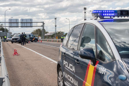 Border control between Spain and Portugal becuase of the COVID19.のeditorial素材