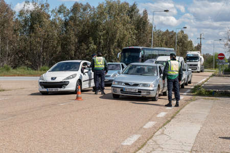Border control between Spain and Portugal becuase of the COVID19.のeditorial素材